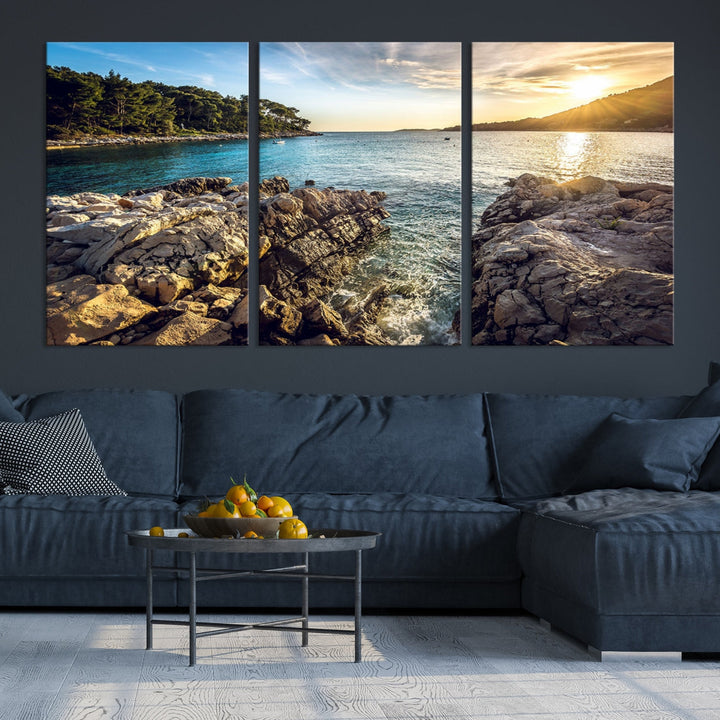 Tropical Island Ocean Beach Nature Wall Art Canvas Print