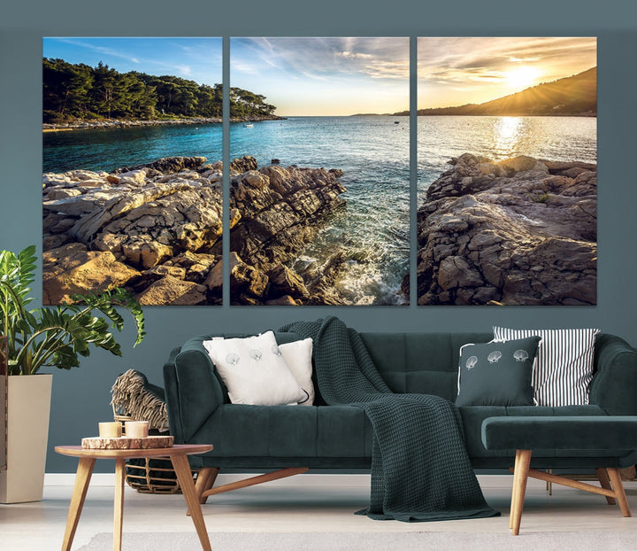 Tropical Island Ocean Beach Nature Wall Art Canvas Print