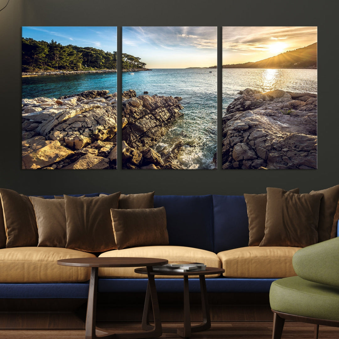 Tropical Island Ocean Beach Nature Wall Art Canvas Print