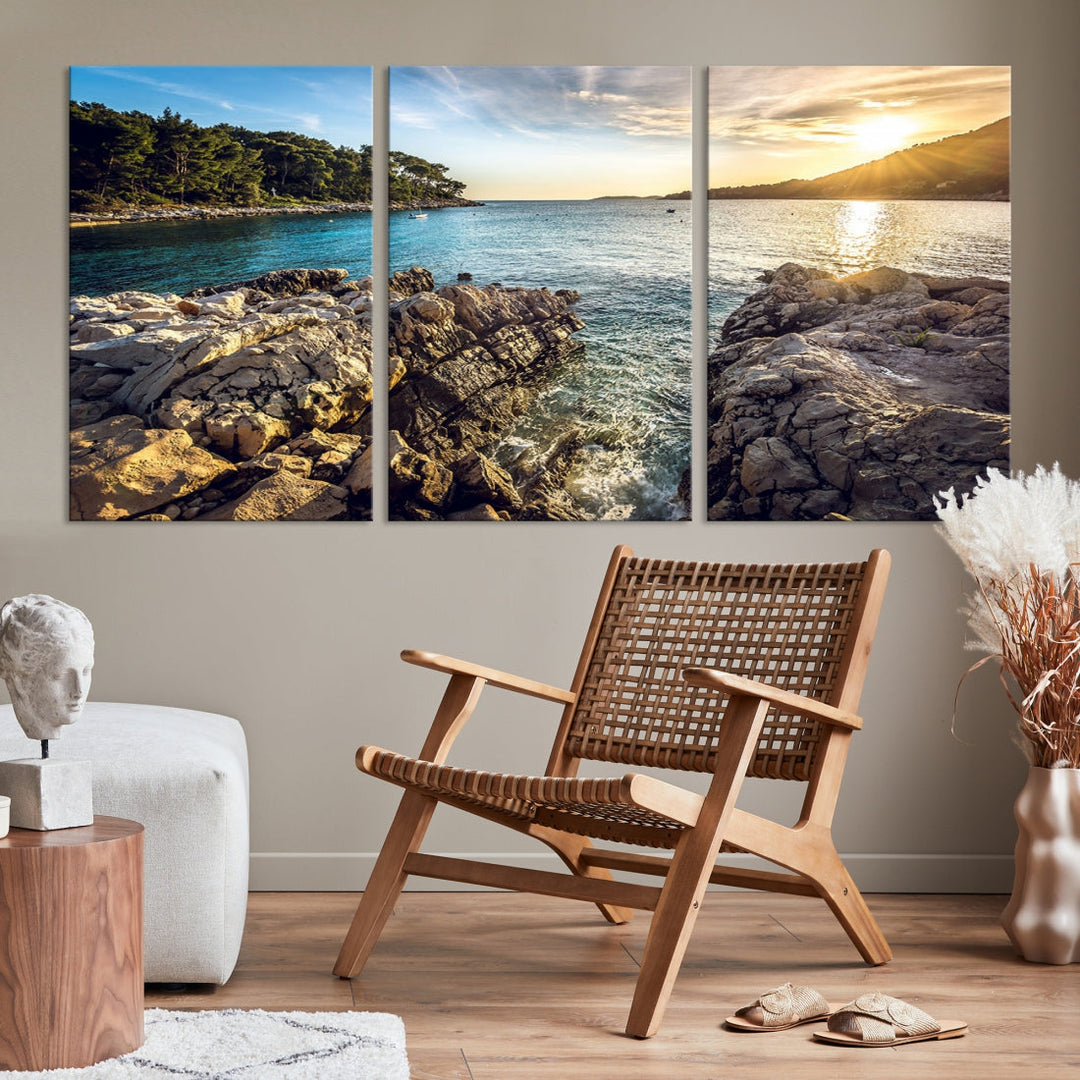 Tropical Island Ocean Beach Nature Wall Art Canvas Print