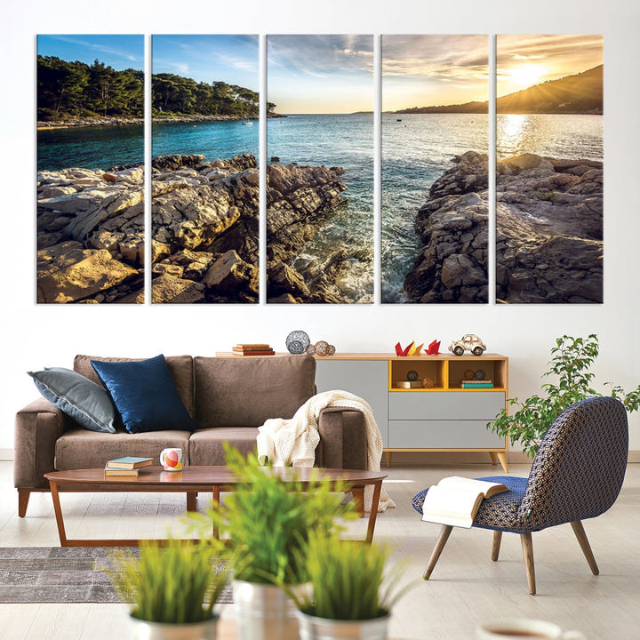 Tropical Island Ocean Beach Nature Wall Art Canvas Print