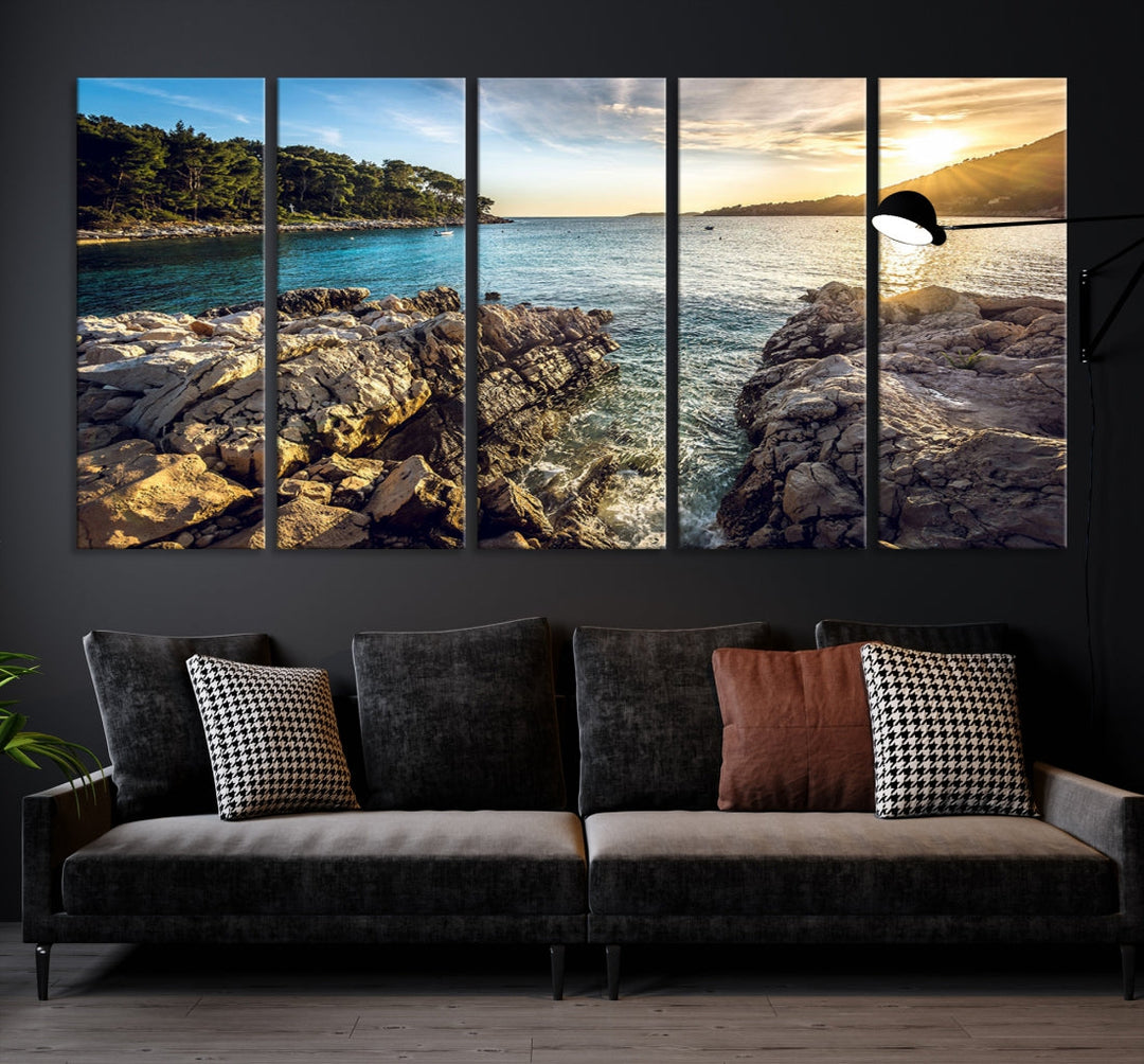 Tropical Island Ocean Beach Nature Wall Art Canvas Print