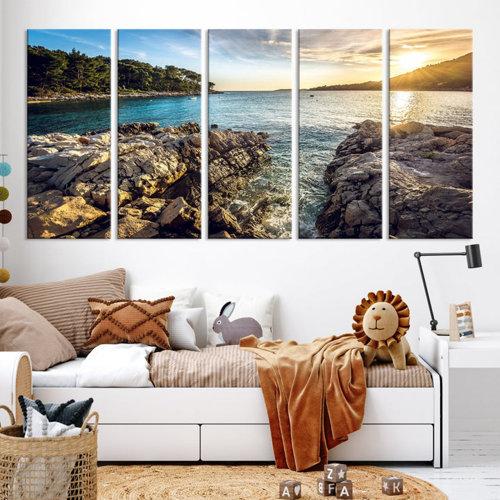 Tropical Island Ocean Beach Nature Wall Art Canvas Print