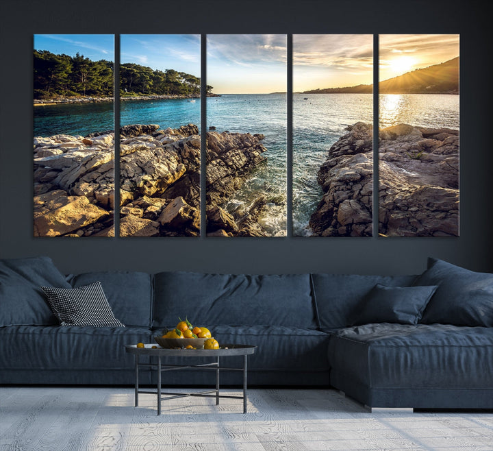 Tropical Island Ocean Beach Nature Wall Art Canvas Print