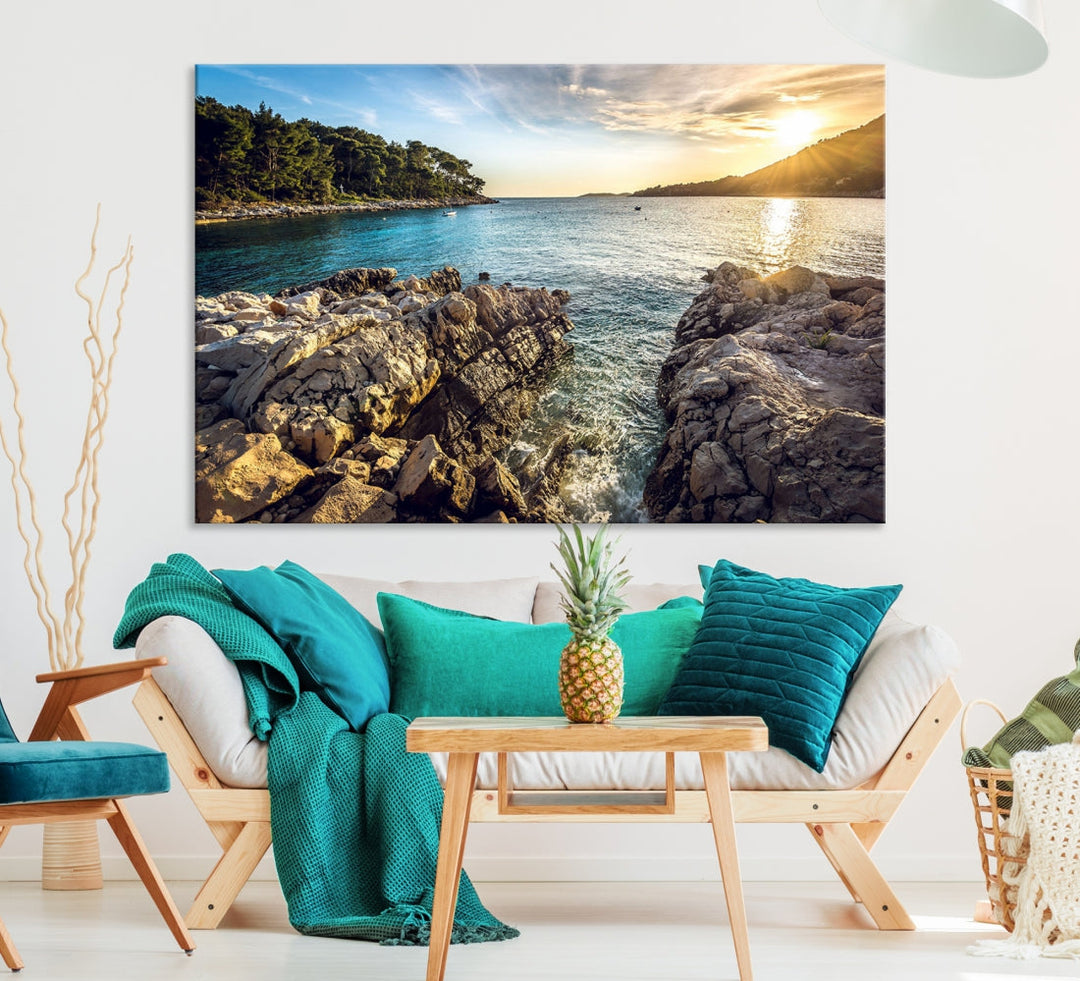 Tropical Island Ocean Beach Nature Wall Art Canvas Print