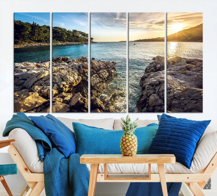 Tropical Island Ocean Beach Nature Wall Art Canvas Print