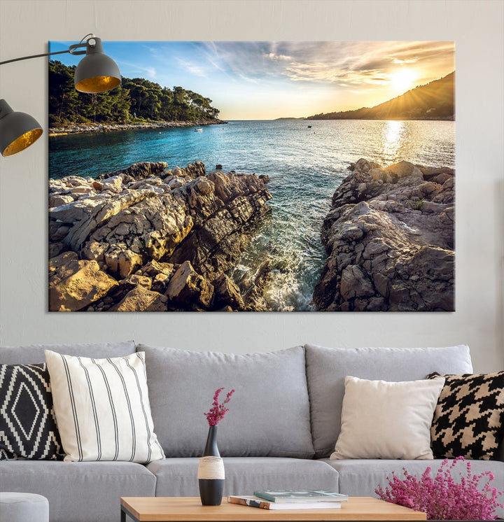 Tropical Island Ocean Beach Nature Wall Art Canvas Print