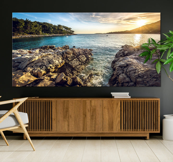 Tropical Island Ocean Beach Nature Wall Art Canvas Print