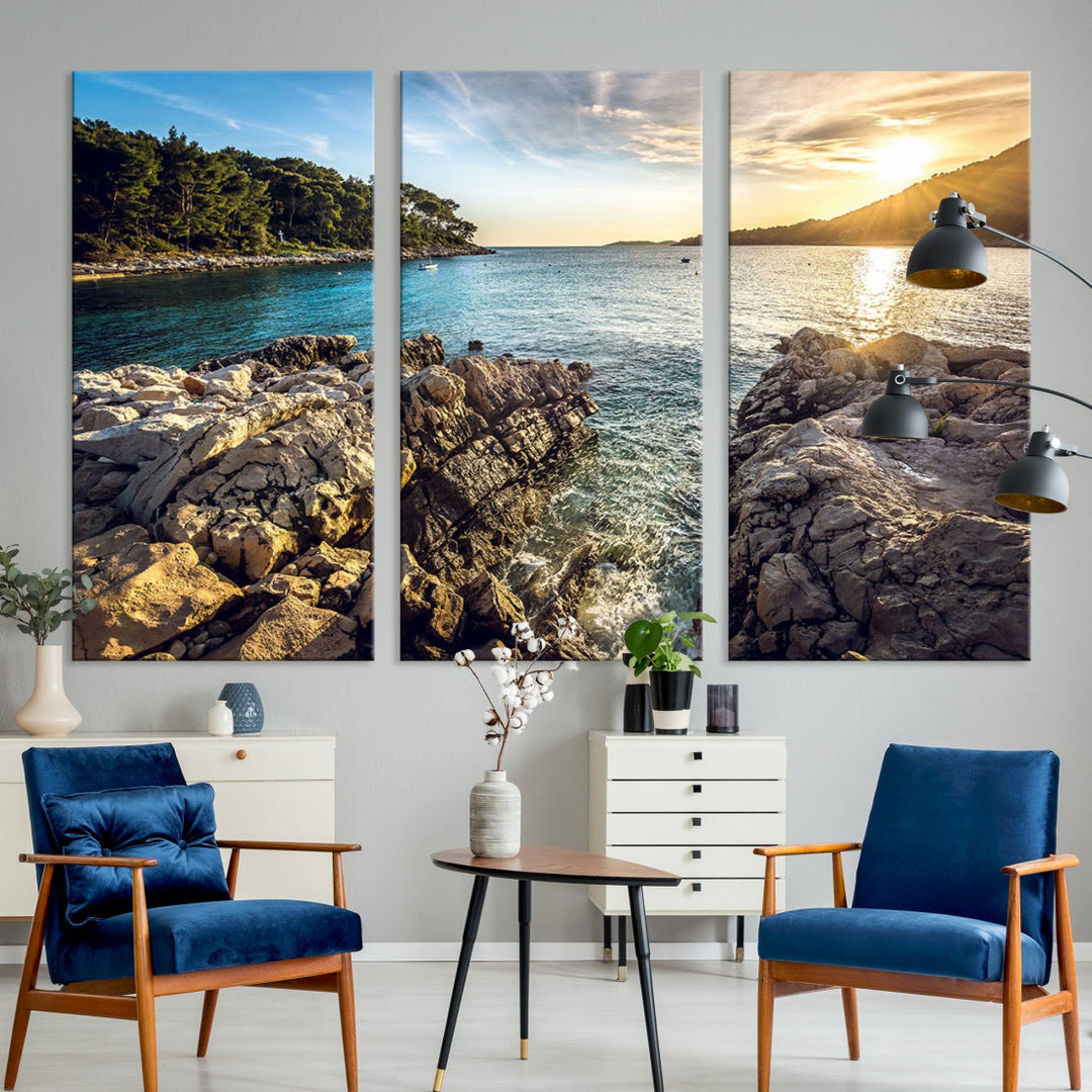 Tropical Island Ocean Beach Nature Wall Art Canvas Print