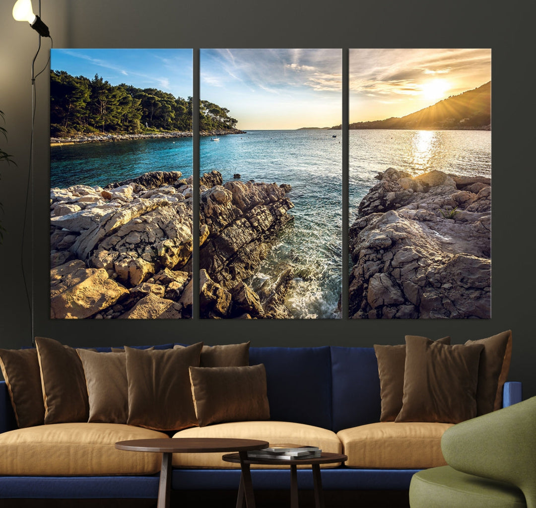 Tropical Island Ocean Beach Nature Wall Art Canvas Print