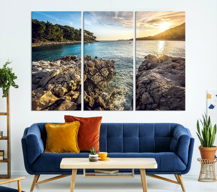 Tropical Island Ocean Beach Nature Wall Art Canvas Print