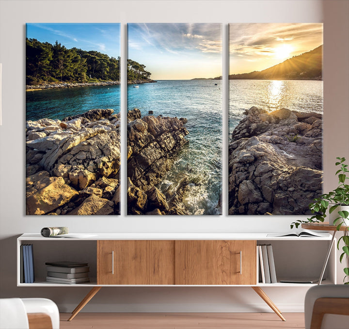 Tropical Island Ocean Beach Nature Wall Art Canvas Print