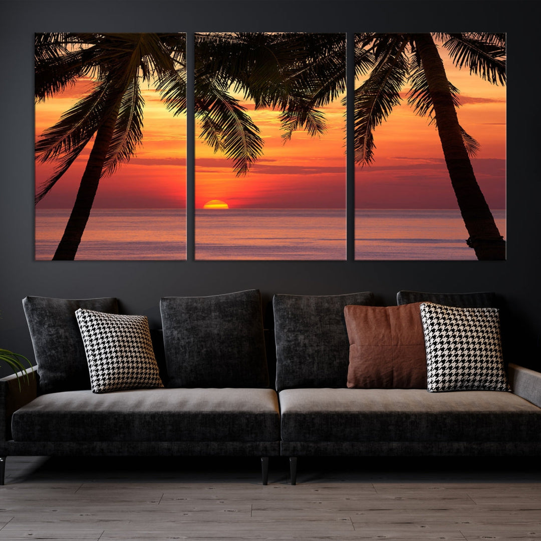 Tropical Island Ocean Sunset Beach Wall Art Canvas Print for Hotel Decoration