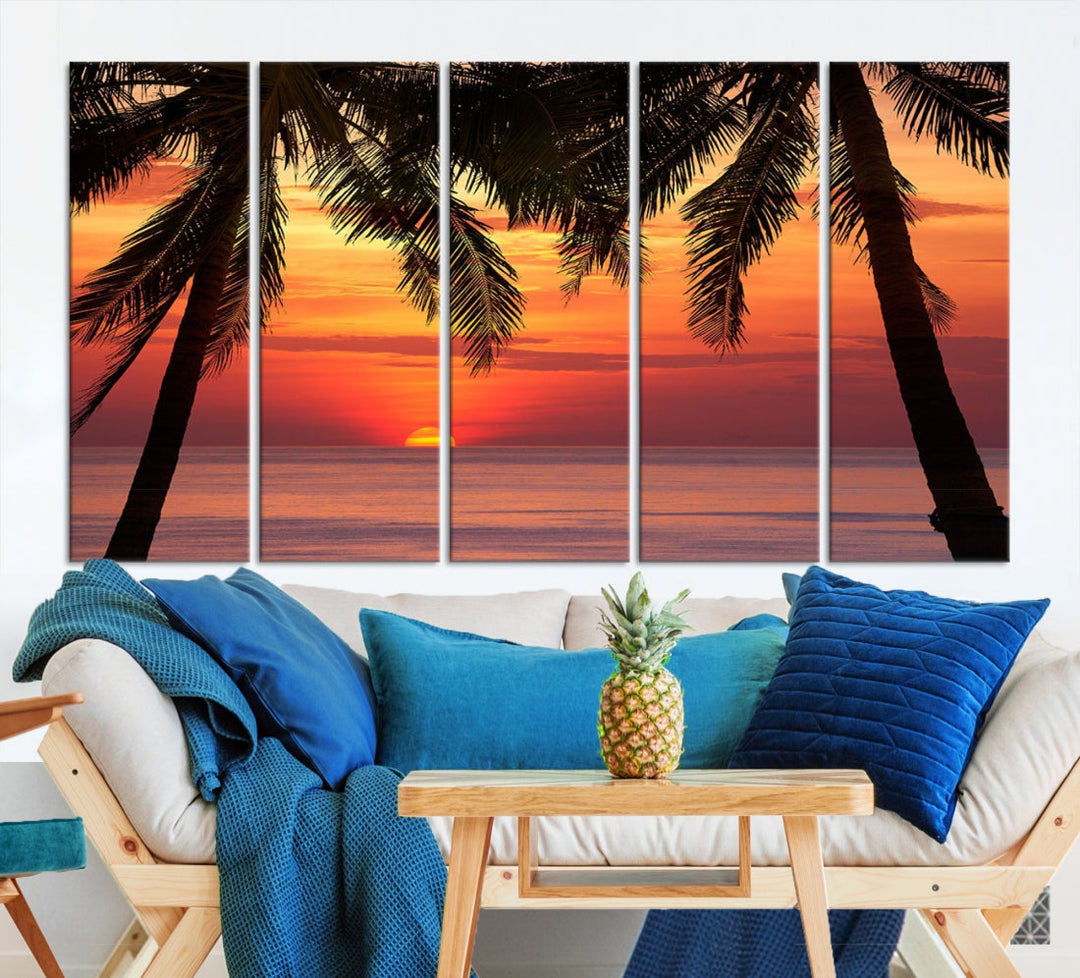 Tropical Island Ocean Sunset Beach Wall Art Canvas Print for Hotel Decoration