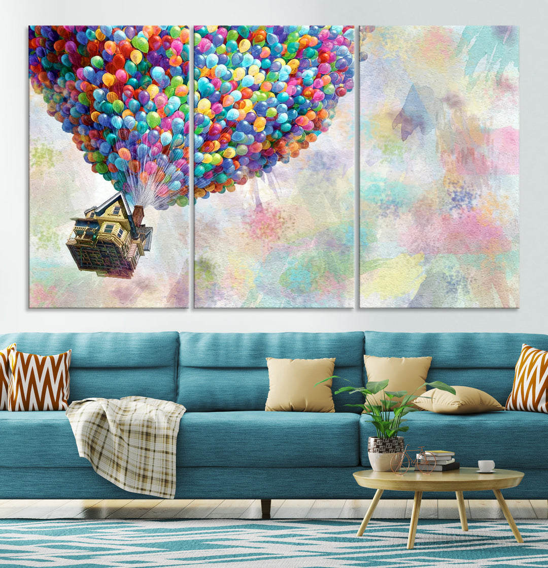 Up Pixar Poster, Pixar Wall Art, Up Pixar Canvas, Kids Play Game Room Decor Wall Art