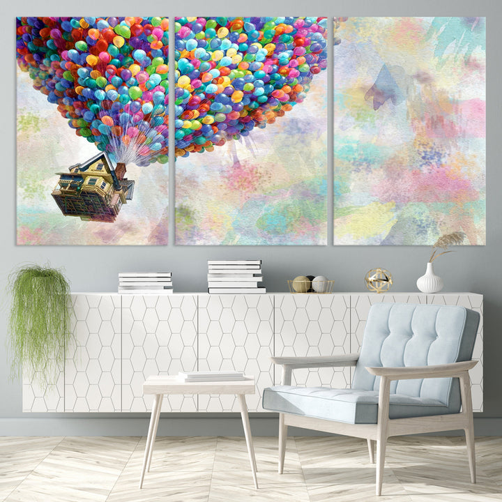 Up Pixar Poster, Pixar Wall Art, Up Pixar Canvas, Kids Play Game Room Decor Wall Art