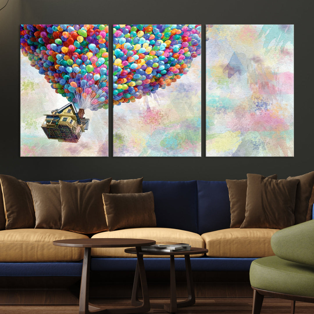 Up Pixar Poster, Pixar Wall Art, Up Pixar Canvas, Kids Play Game Room Decor Wall Art