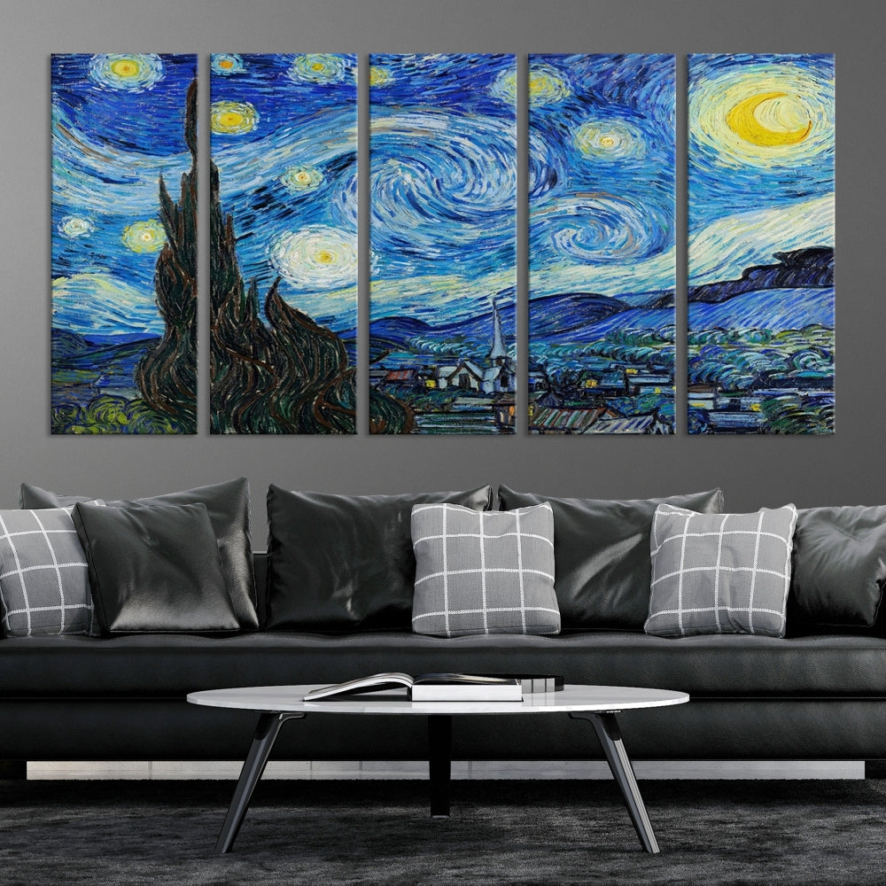 Van Gogh Starry Night Framed Famous Wall Art Painting Original Cotton Canvas