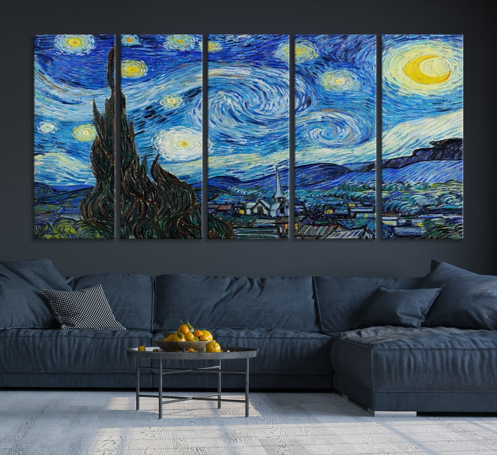 Van Gogh Starry Night Framed Famous Wall Art Painting Original Cotton Canvas