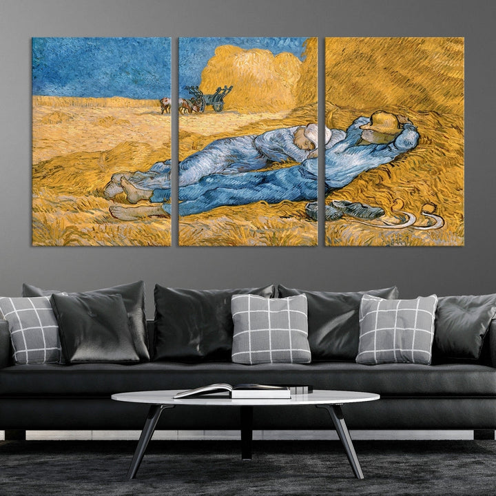 Vincent van Gogh The Siesta Canvas PrintRest from Work Famous Wall Art Painting