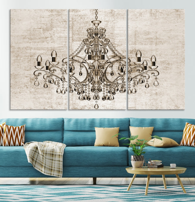 Vintage Chandelier Large Wall Art Giclee Canvas Print Framed