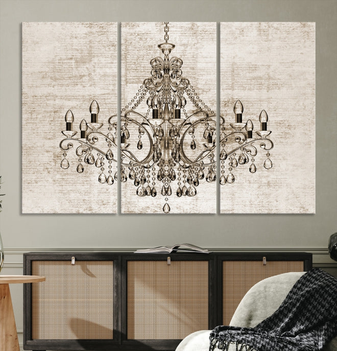 Vintage Chandelier Large Wall Art Giclee Canvas Print Framed