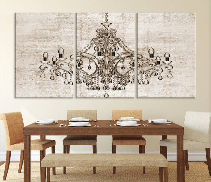 Vintage Chandelier Large Wall Art Giclee Canvas Print Framed