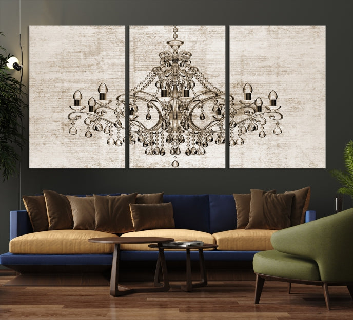 Vintage Chandelier Large Wall Art Giclee Canvas Print Framed