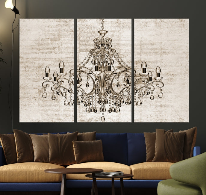 Vintage Chandelier Large Wall Art Giclee Canvas Print Framed