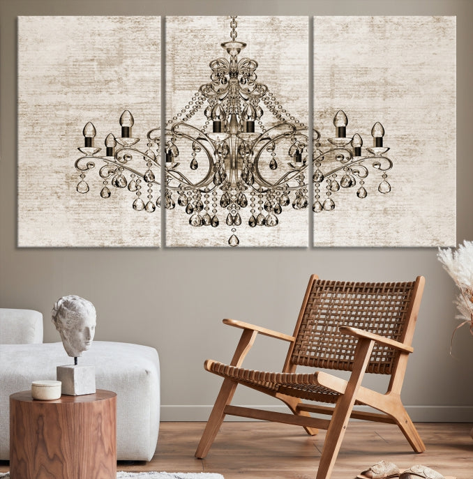 Vintage Chandelier Large Wall Art Giclee Canvas Print Framed