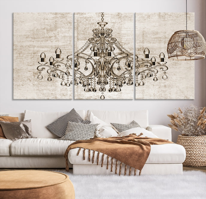 Vintage Chandelier Large Wall Art Giclee Canvas Print Framed