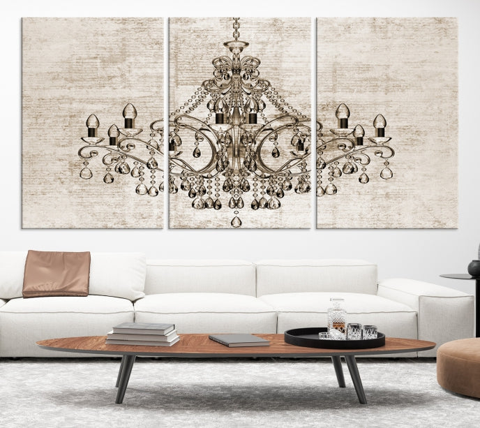 Vintage Chandelier Large Wall Art Giclee Canvas Print Framed