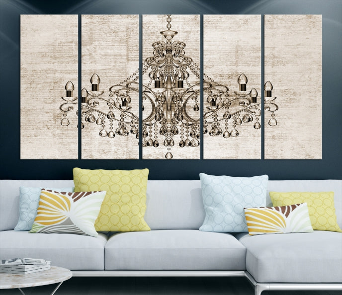 Vintage Chandelier Large Wall Art Giclee Canvas Print Framed