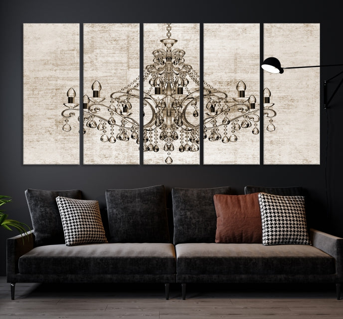 Vintage Chandelier Large Wall Art Giclee Canvas Print Framed