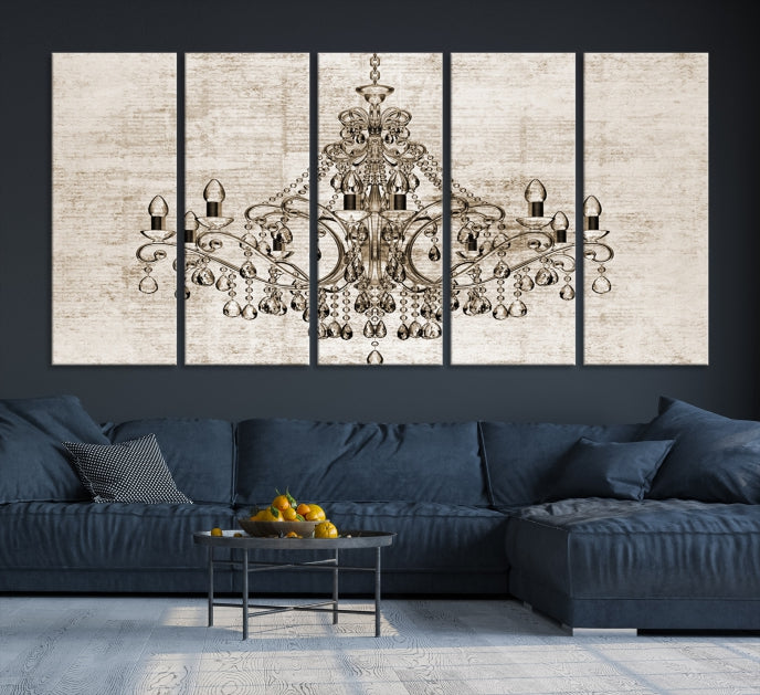 Vintage Chandelier Large Wall Art Giclee Canvas Print Framed