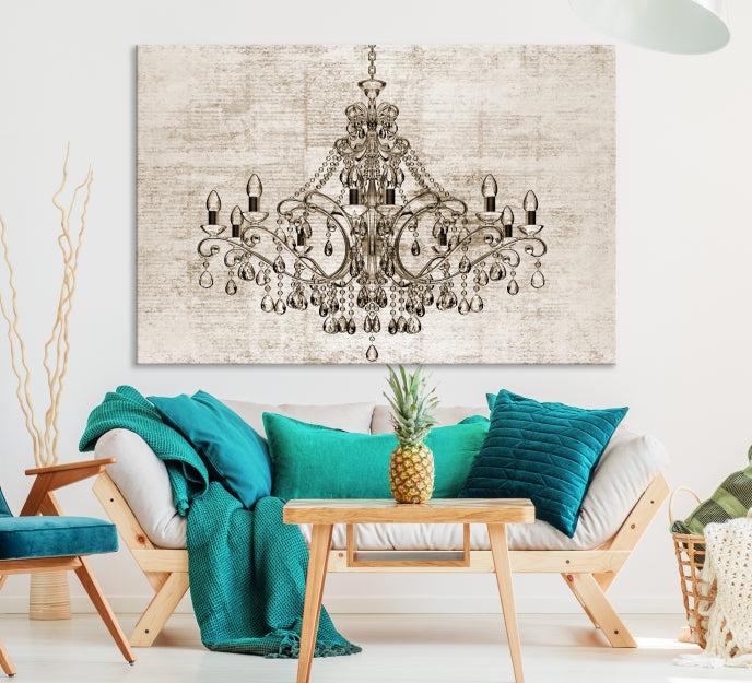 Vintage Chandelier Large Wall Art Giclee Canvas Print Framed