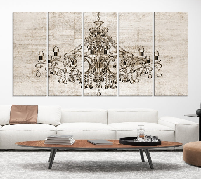 Vintage Chandelier Large Wall Art Giclee Canvas Print Framed