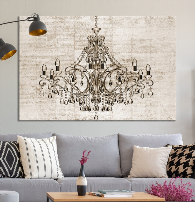 Vintage Chandelier Large Wall Art Giclee Canvas Print Framed