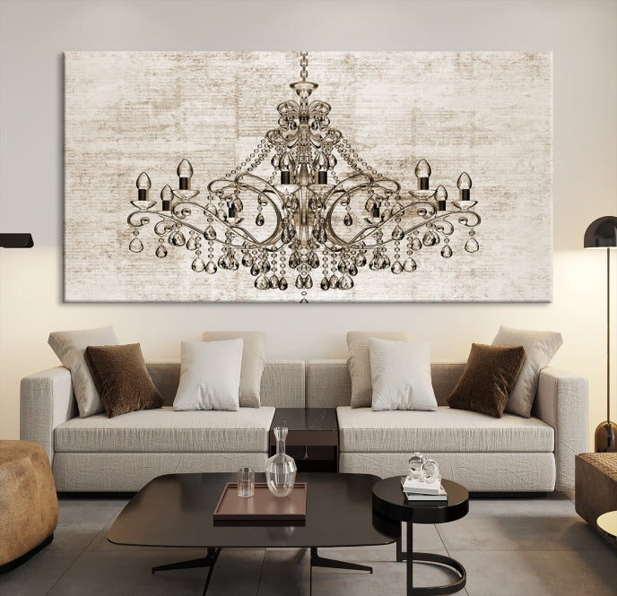 Vintage Chandelier Large Wall Art Giclee Canvas Print Framed