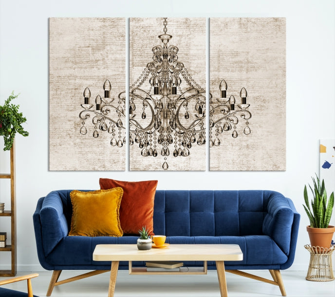 Vintage Chandelier Large Wall Art Giclee Canvas Print Framed