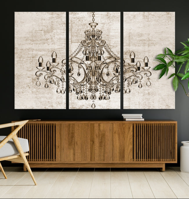 Vintage Chandelier Large Wall Art Giclee Canvas Print Framed