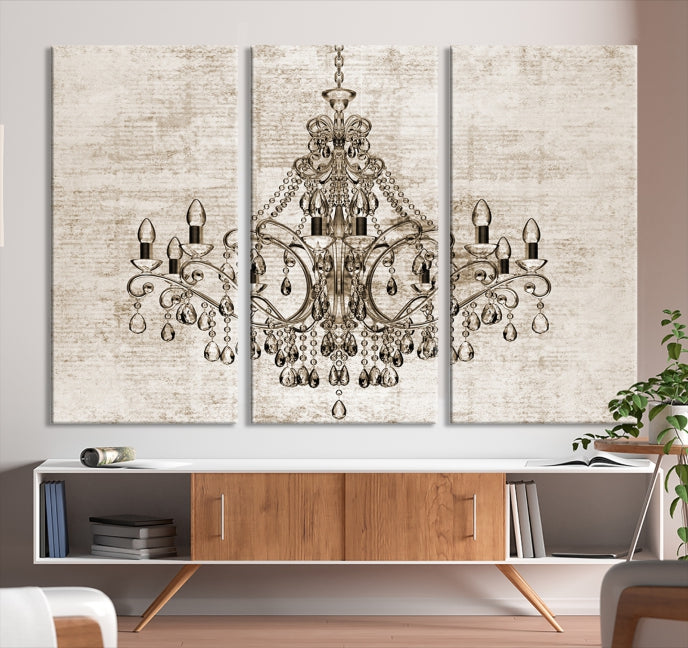 Vintage Chandelier Large Wall Art Giclee Canvas Print Framed