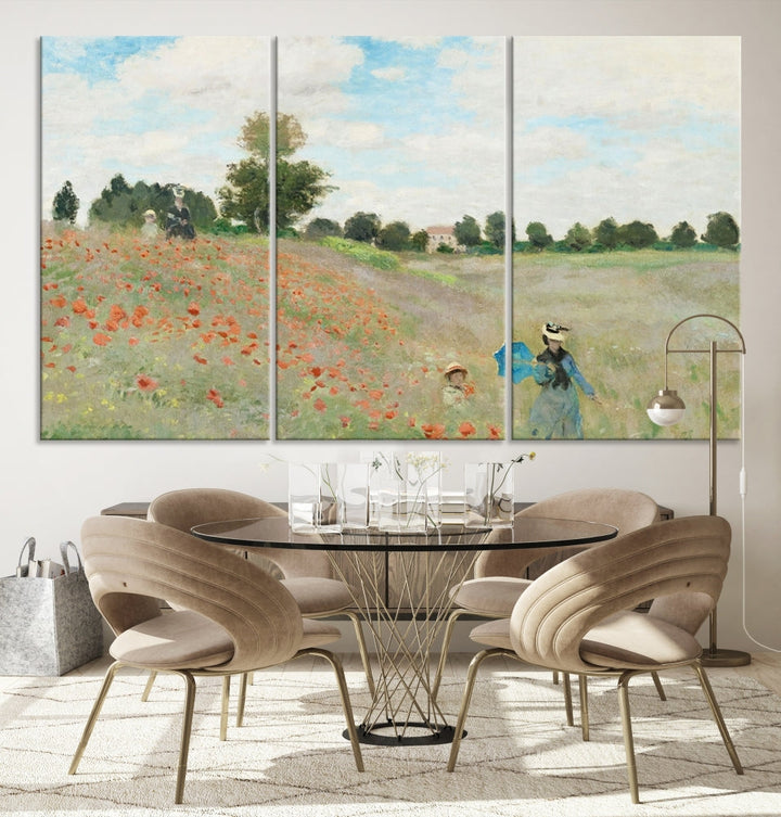 Vintage Countryside Wall Art Wildflowers Meadow Painting Framed Canvas Print