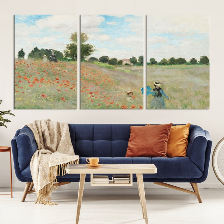 Vintage Countryside Wall Art Wildflowers Meadow Painting Framed Canvas Print