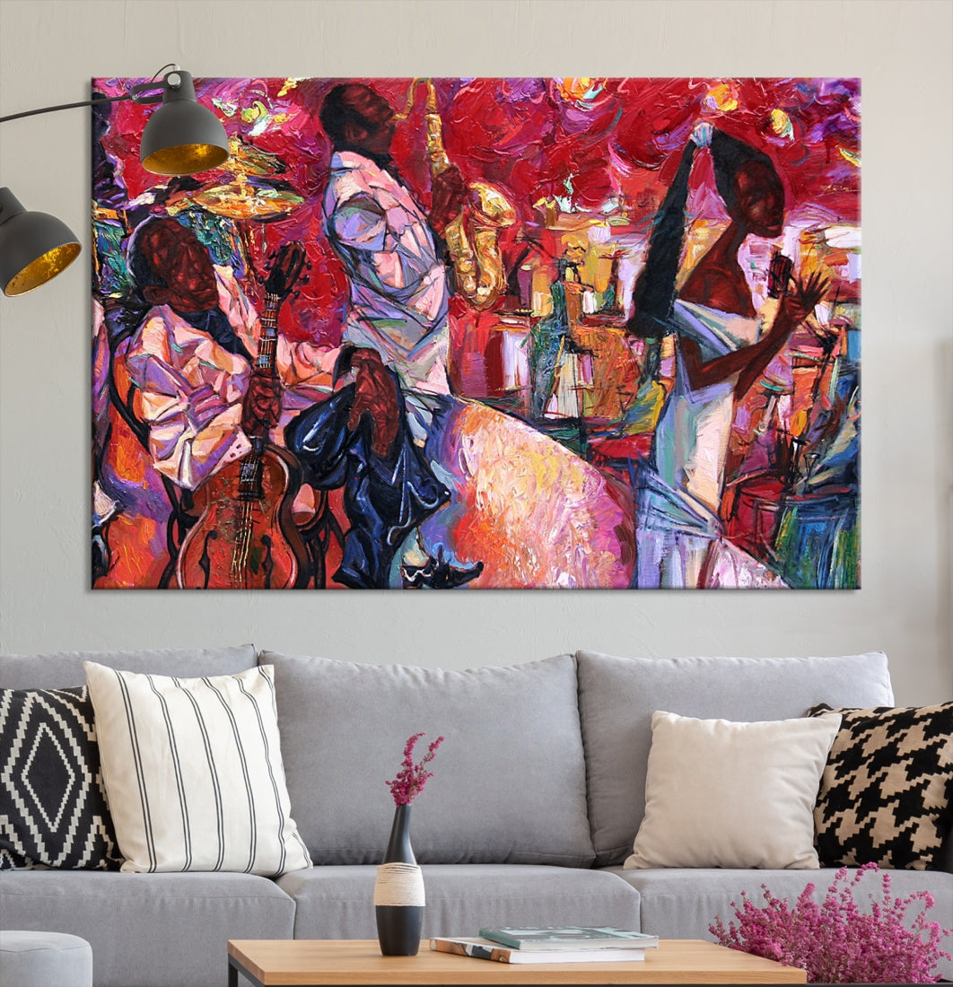 Vivd Abstract Jazz Painting Canvas Wall Art African American Music Art Decor