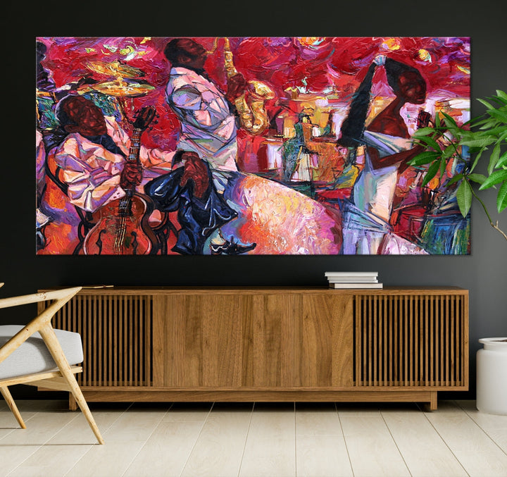 Vivd Abstract Jazz Painting Canvas Wall Art African American Music Art Decor