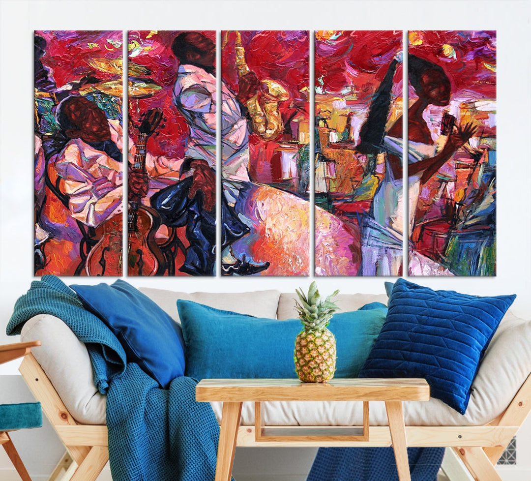 Vivd Abstract Jazz Painting Canvas Wall Art African American Music Art Decor