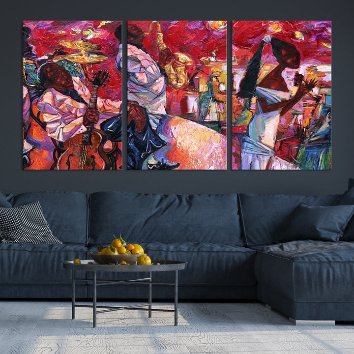 Vivd Abstract Jazz Painting Canvas Wall Art African American Music Art Decor