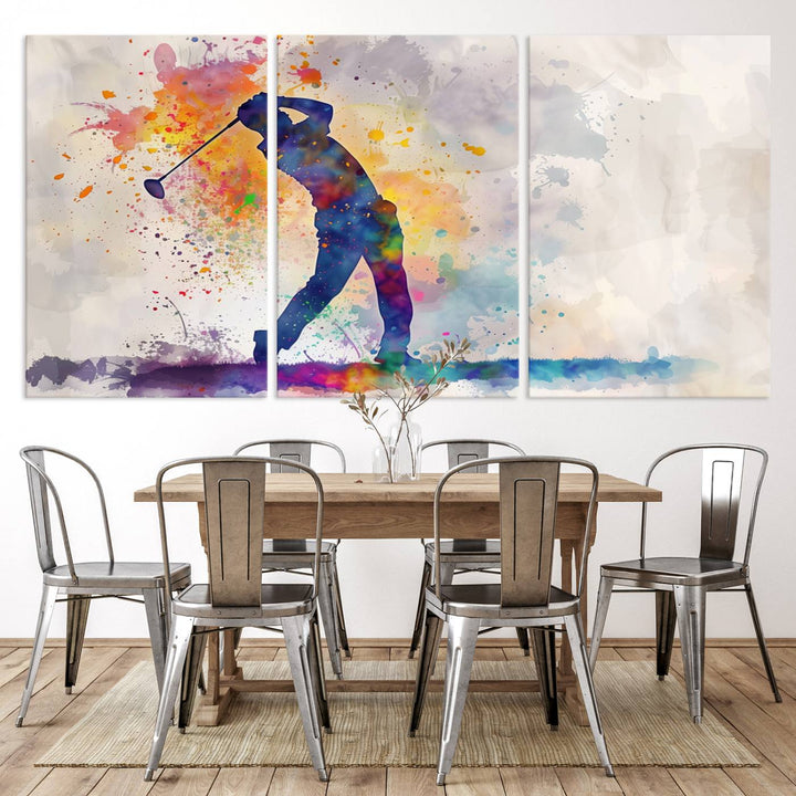 Wall Art Abstract Watercolor Golf Player Canvas Print