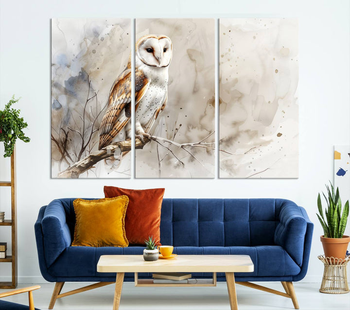 Watercolor Abstract Owl Wall Art Canvas Print